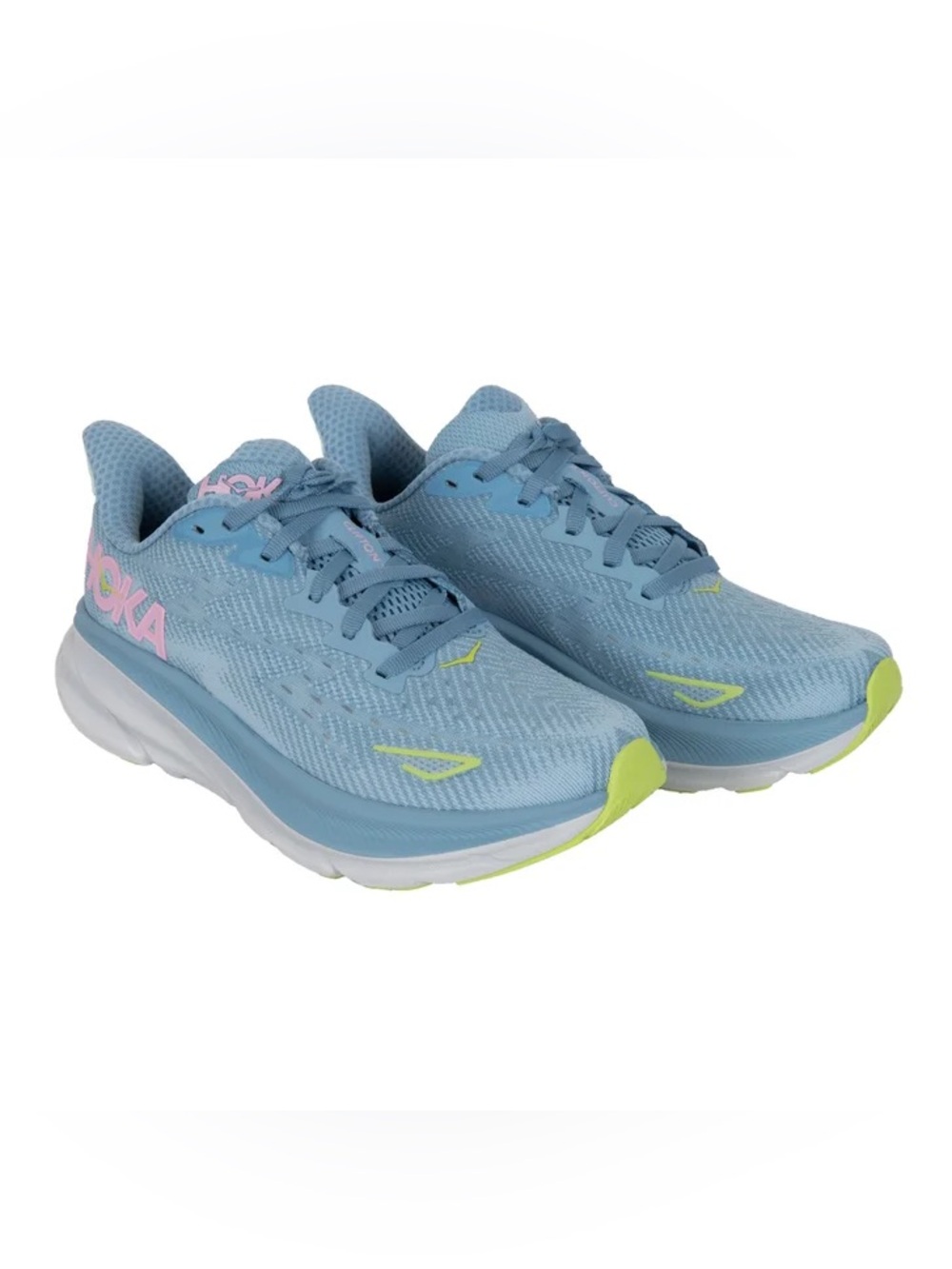 HOKA Clifton 9 Knit Upper Running Shoe Blue DNK Dusk/Pink Twilight Sneakers 6.5